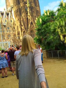 Picture of leading husband to Sagrada Familia Barcelona Spain