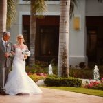 Picture of father walking bride down the aisle at Dreams Palm Beach destination wedding