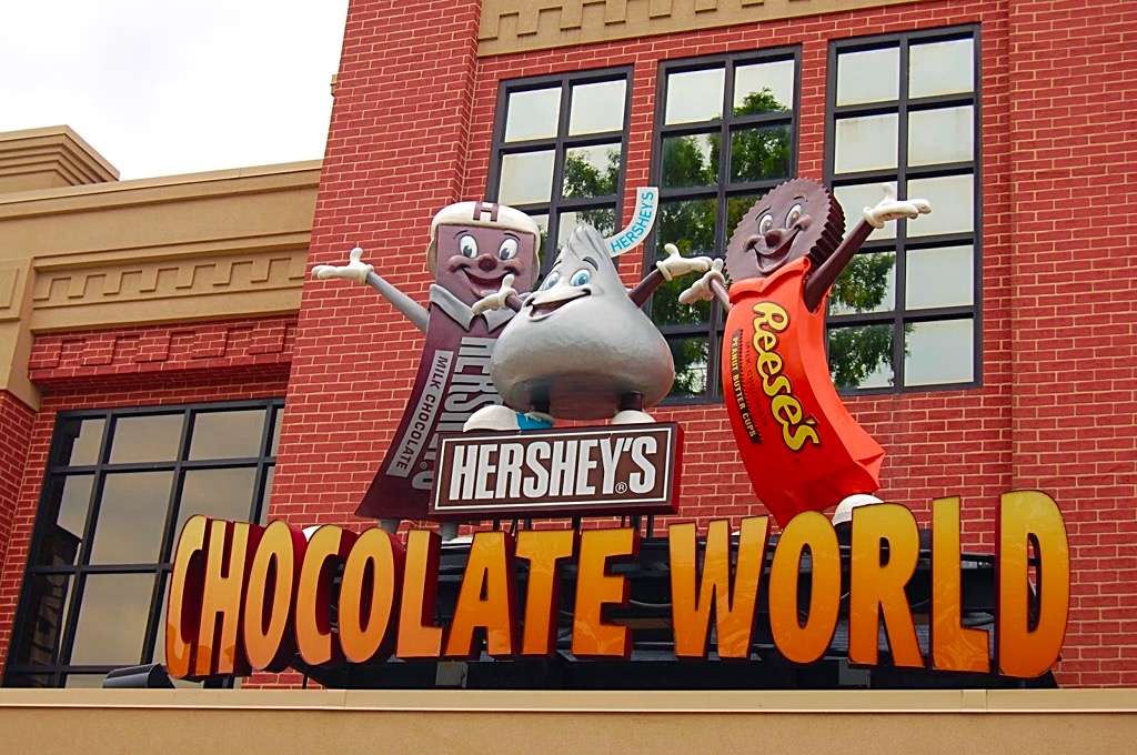 Picture of Hershey Park Chocolate World entrance sign