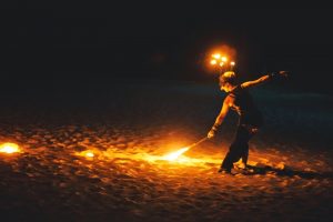 Picture of fire show dancer at Kukua Beach Club wedding reception