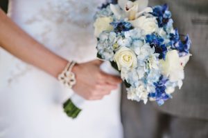 Picture of tropical blue and white bridal bouquet