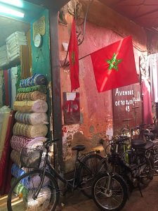 Picture of Moroccan flag in Marrakech souk