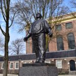 Picture of harbor worker statue in Jewish quarter of Amsterdam