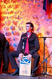 Picture of cajon box drum at Son Amar Flamenco show Mallorca